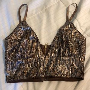 Cropped fashion nova snake skin top